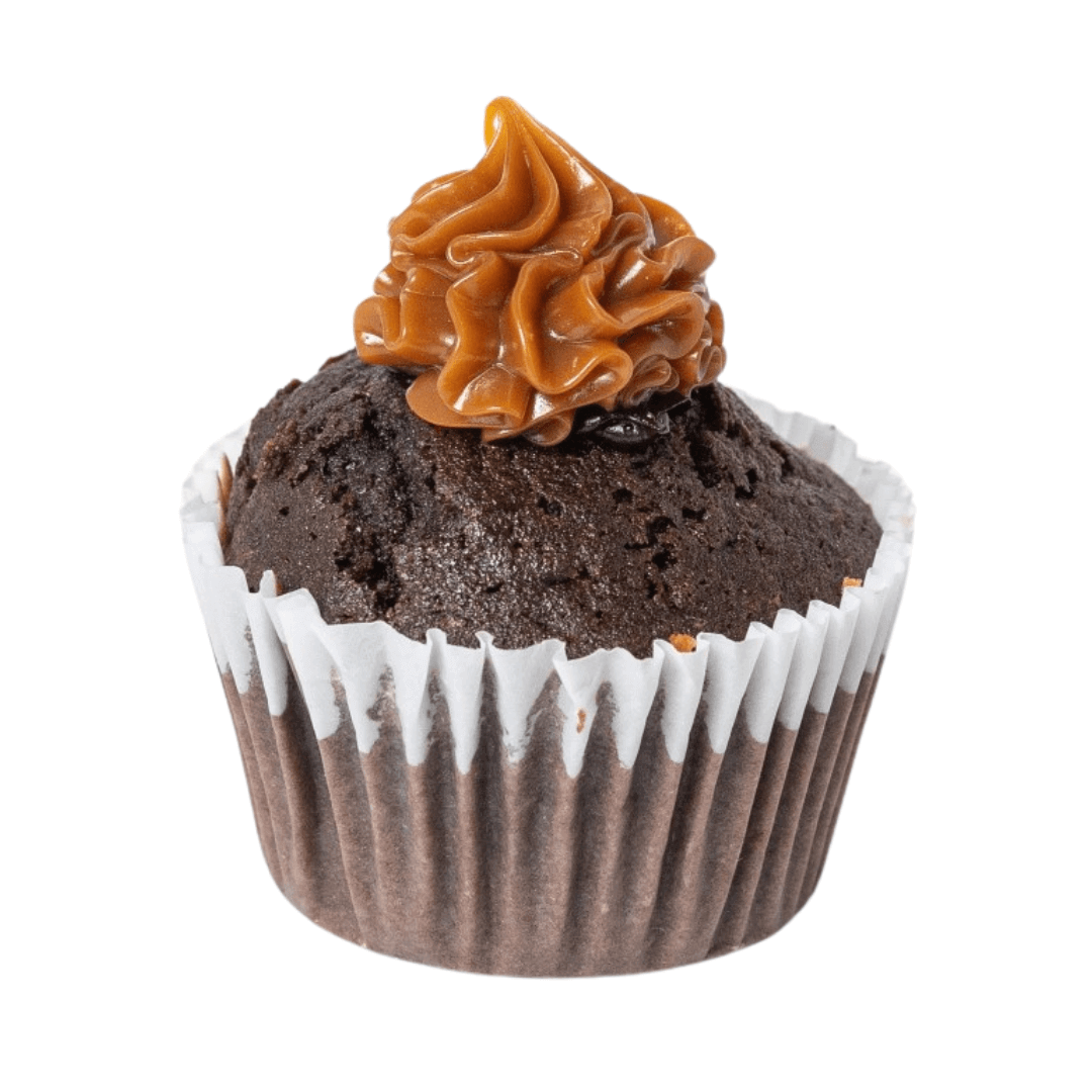 Cupcake de Chocolate Belga decorado con Dulce de Leche o Crema Bombón